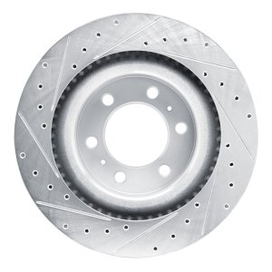 Lexus LX600 Brake Rotor (1) - Front Right - R1 Concepts - Drilled & Slotted - Silver - `22-`25